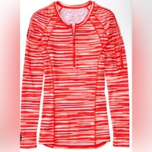 Athleta Printed Pacifica UPF Shirt in Saffron Red Size Large Tall
